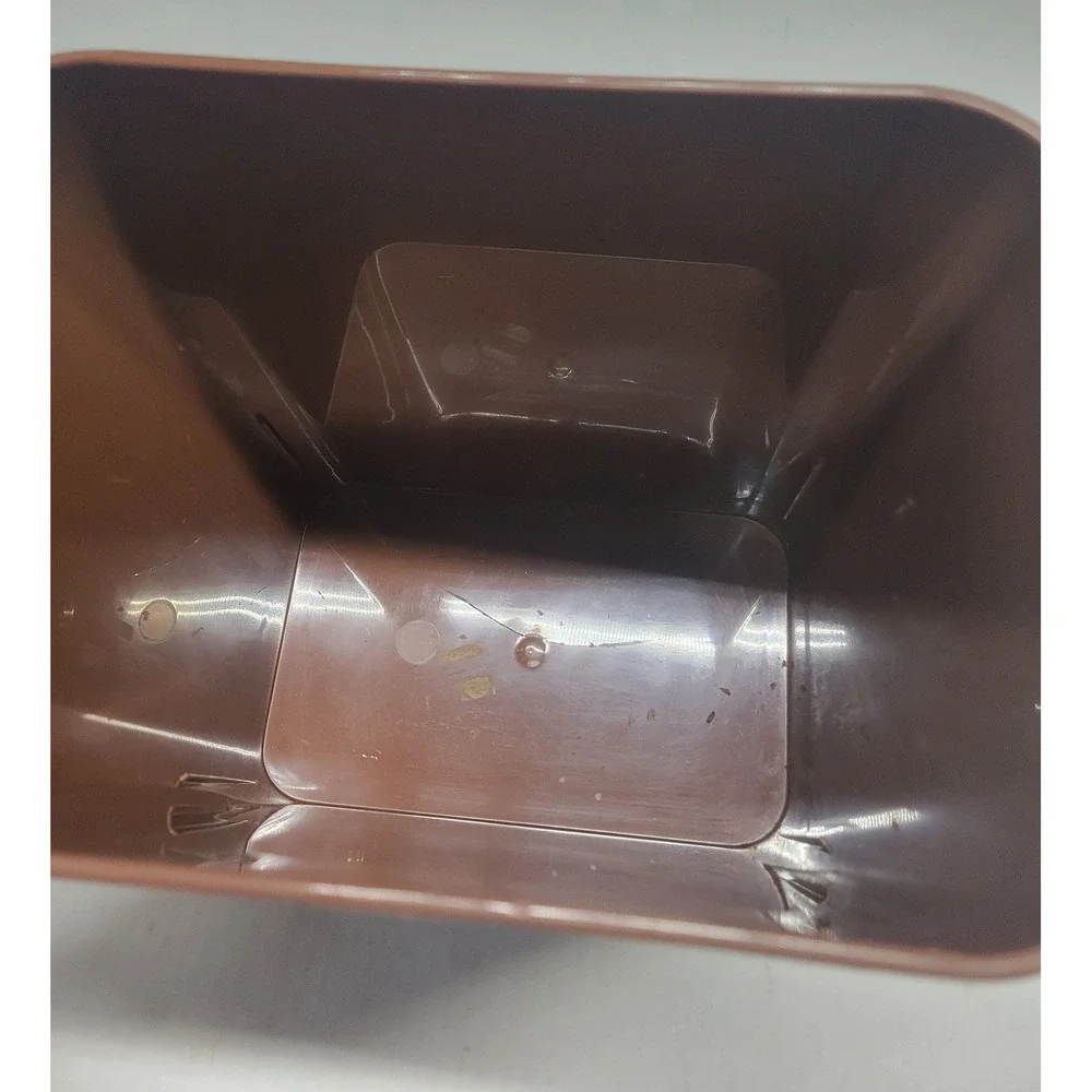 Vintage Brown Plastic Wastebasket with White Butterfly Graphic Small‎ Trash Can